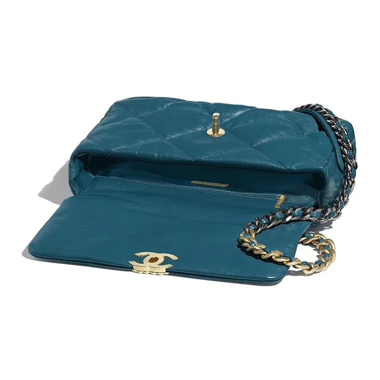 CHANEL 19Bag Goatskin Handbag, Shoulder Bag, Crossbody Bag Tubas Women's Dark Green-2