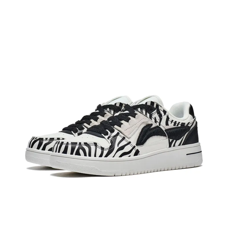 LiNing Tianji Slip Resistant Cushioning Abrasion Resistant Low Top Skateboard Shoes Women's White Black-2