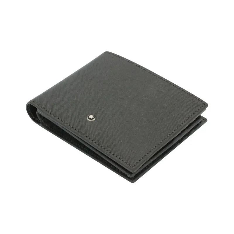 MONTBLANC Full Grain Cow Leather Card Holder Wallet Men's Gray-1