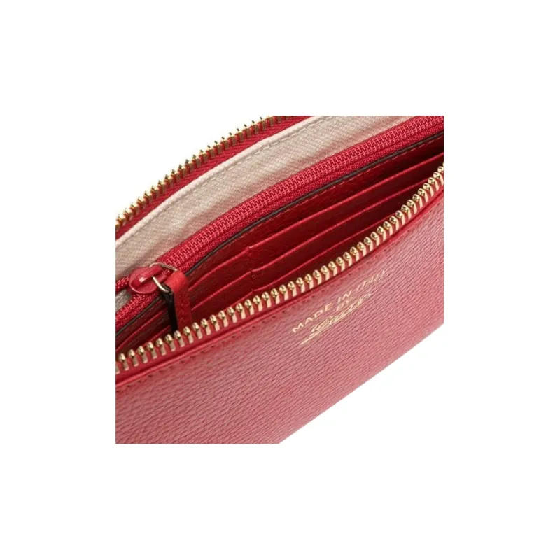 GUCCI Leather Clutches Card Holder Wallet Women's Red-2
