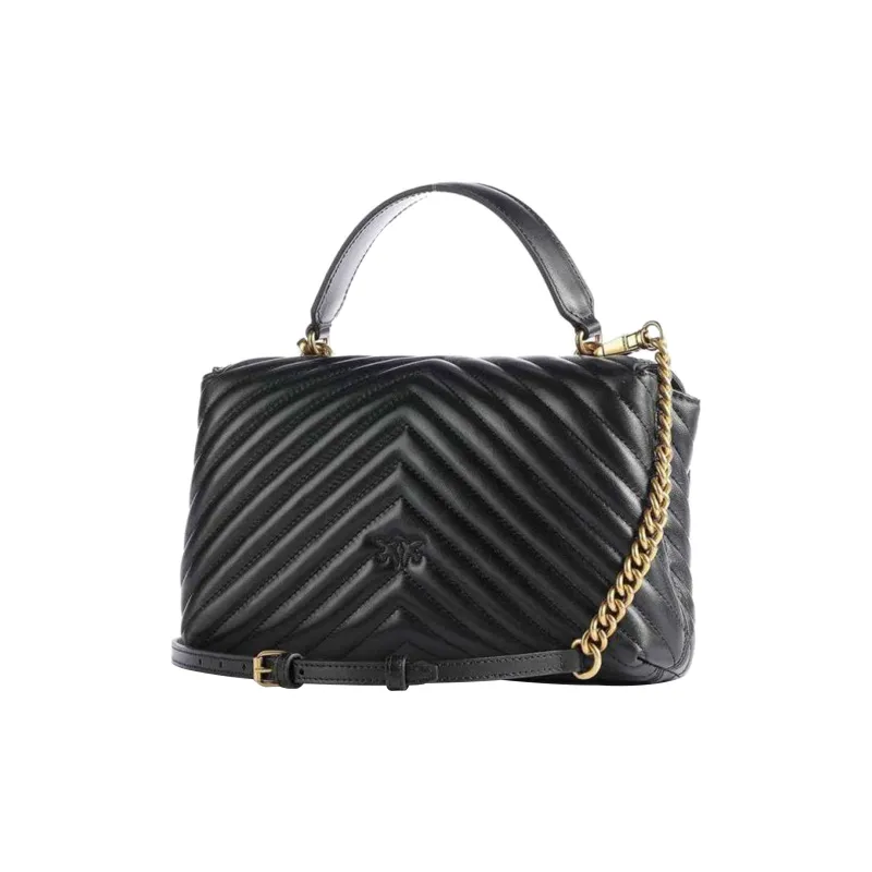 PINKO Leather Robin Bag Handbag Shoulder Bag Women's Black-3