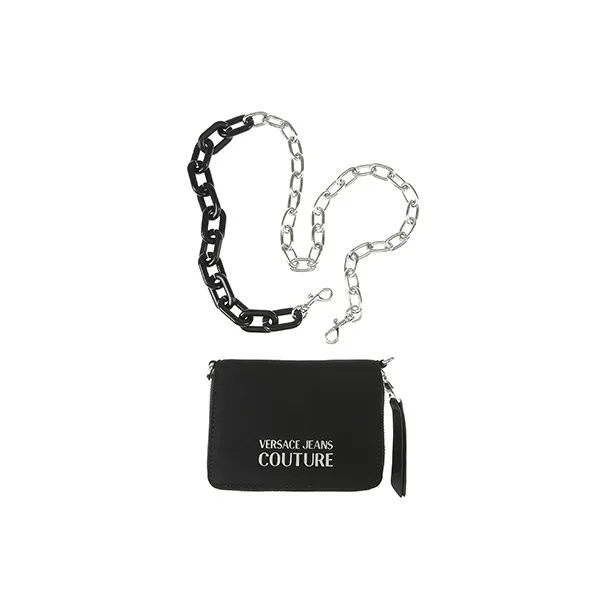 VERSACE JEANS COUTURE Cotton Clutches Card Holder Wallet Women's Black-0