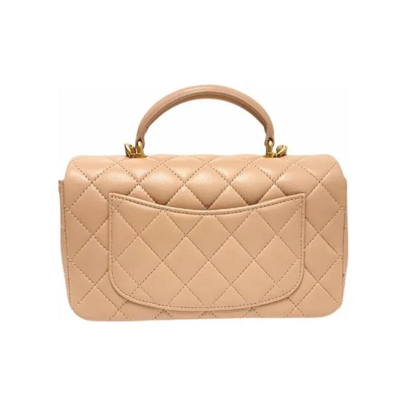 CHANEL Classic Flap CF Lambskin Lipstick Bag Handbag Shoulder Bag Crossbody Bag Mini Women's Nude Pink-3