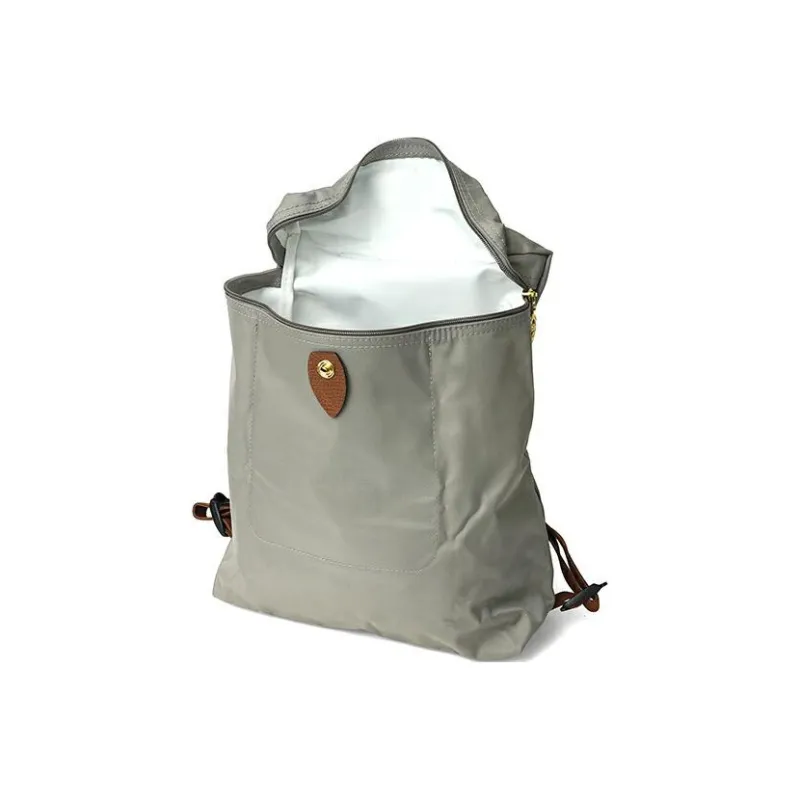 LONGCHAMP Le Pliage Recycled Canvas With Leather Trim Backpack Regular Women's Streptopelia Gray-1