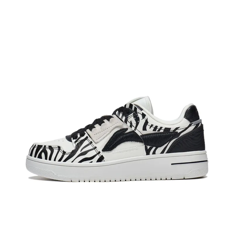 LiNing Tianji Slip Resistant Cushioning Abrasion Resistant Low Top Skateboard Shoes Women's White Black-0