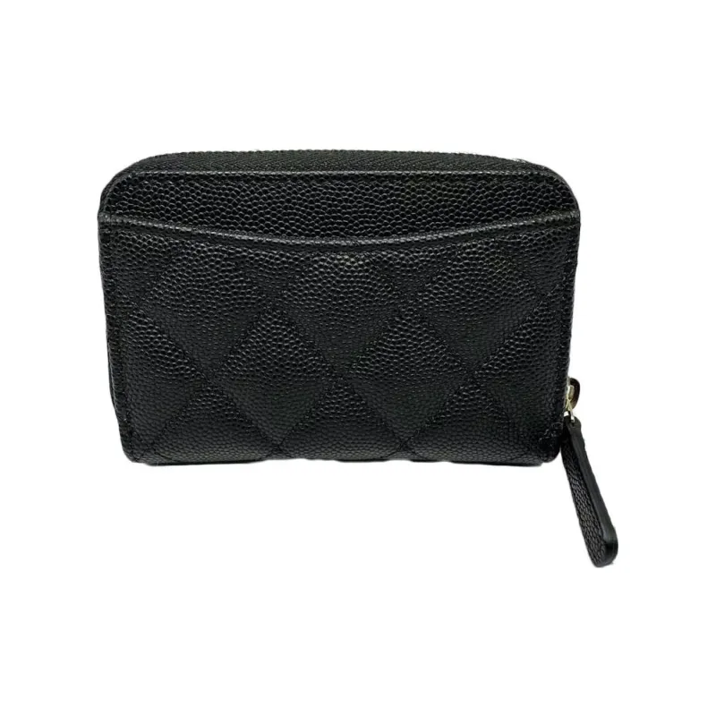 CHANEL Grain Embossed Caviar Calfskin Coin Purse Women's Black-1