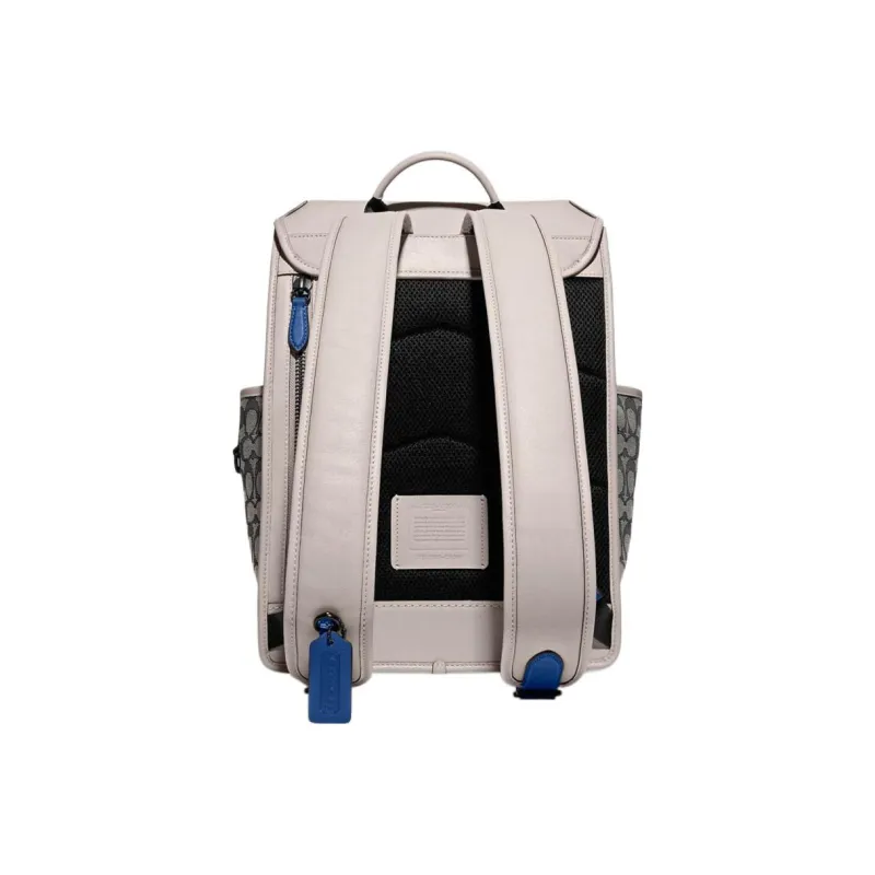 COACH League Canvas With Leather Travel Backpack Large Size Men's White/Gray Black-2