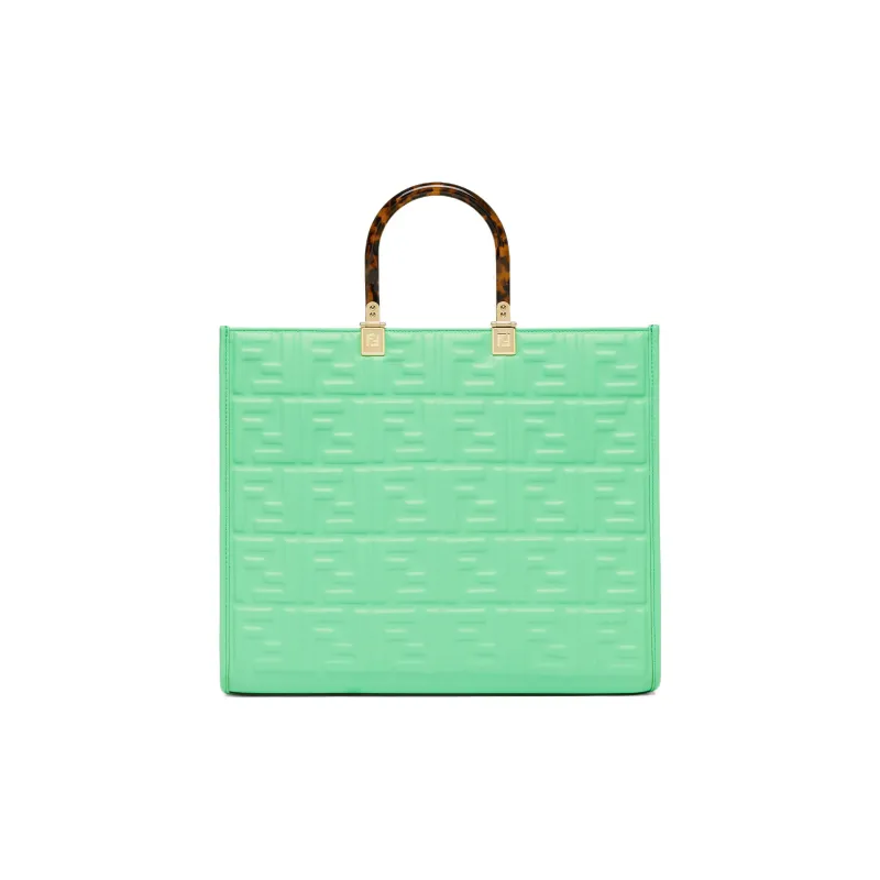 FENDI Sunshine Calfskin Tote Bag, Shopping Bag, Shoulder Bag, Crossbody Bag, Handbag Medium Size Women's Green-0