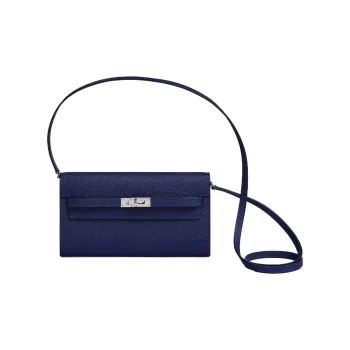 HERMES Kelly To Go Epsom Leather Shoulder Bag Crossbody Bag Women's 73 Bleu Saphir Sapphire Blue