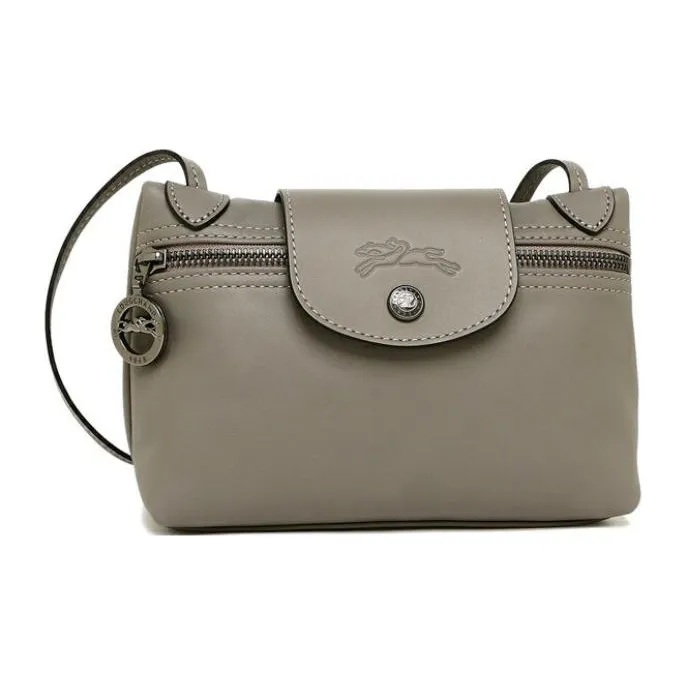 LONGCHAMP Le Pliage Xtra Cow Leather Pochette, Shoulder Bag, Crossbody Bag Women's Dove Color-1