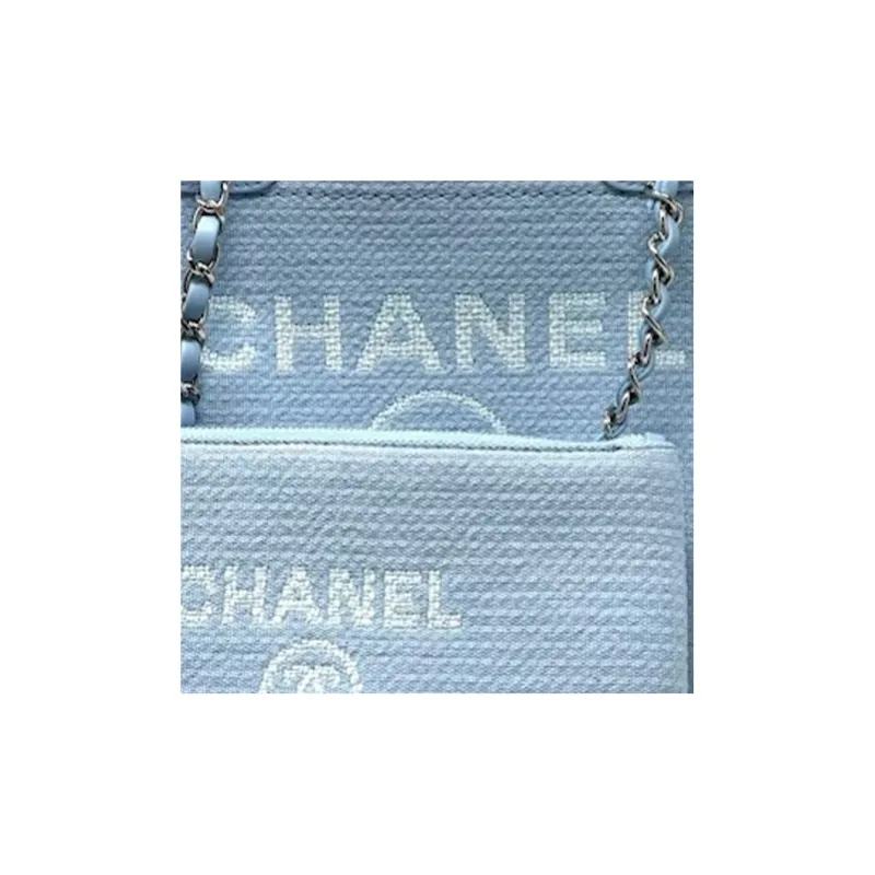CHANEL Canvas Tote Bag, Shopping Bag, Canvas Bag, One Shoulder Handbag Trumpets Women's Blue-3
