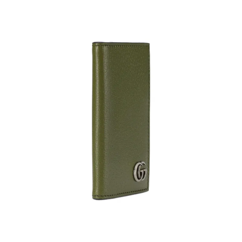 GUCCI GG Marmont Smooth Leather Wallets Card Holders Regular Men's Green-1