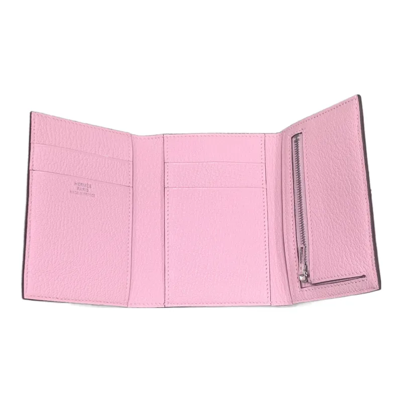 HERMES Bearn Goatskin Wallet Women's 3Q Rose Sakura Cherry Blossom Pink-3