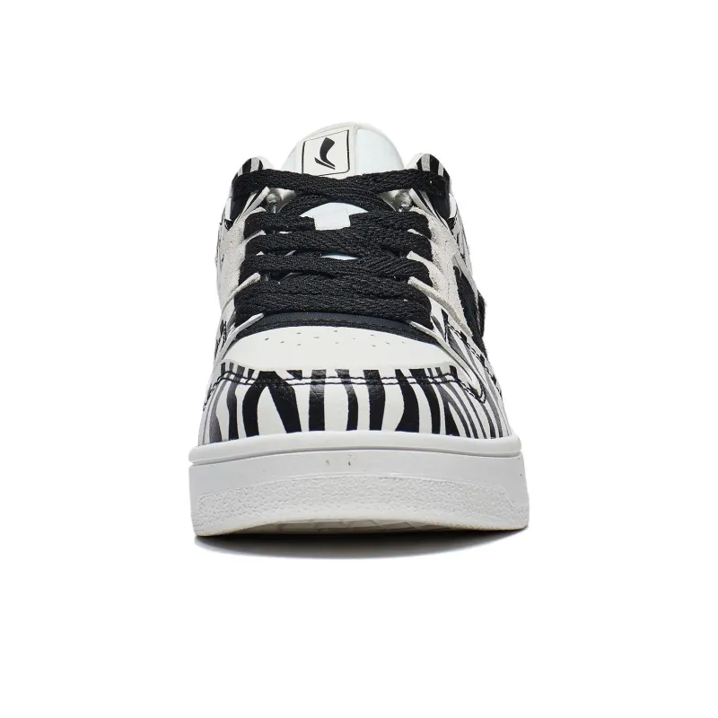 LiNing Tianji Slip Resistant Cushioning Abrasion Resistant Low Top Skateboard Shoes Women's White Black-4