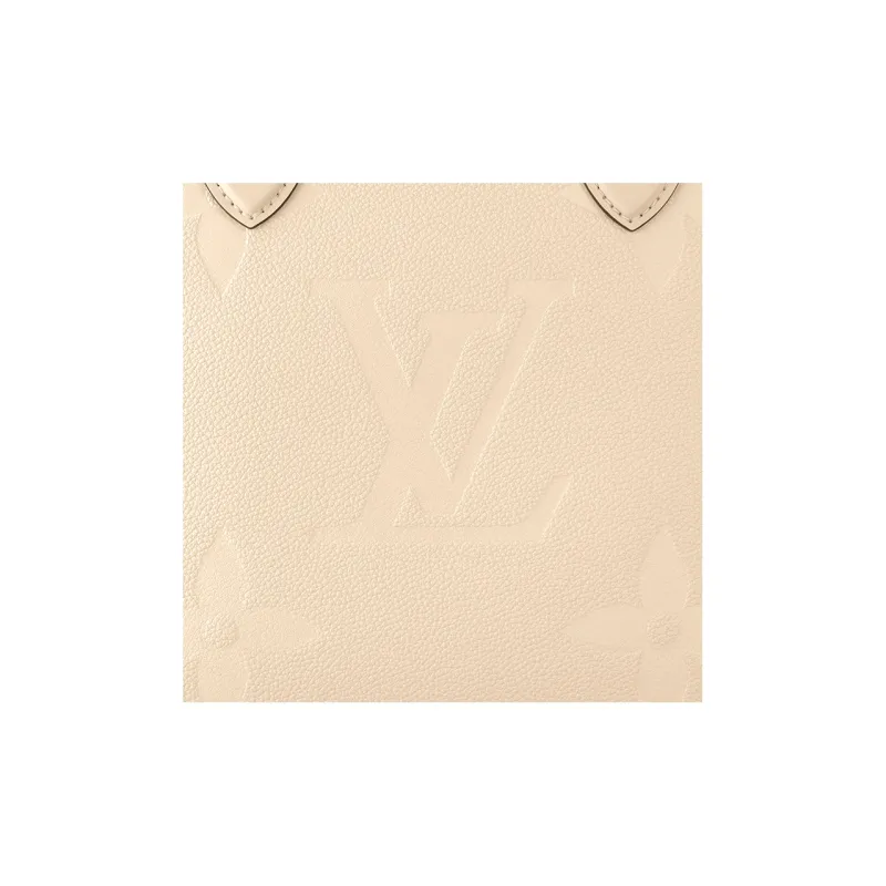 LOUIS VUITTON ONTHEGO Embossed Grained Cow Leather Tote Bag Shopping Bag Handbag Medium Size Women's Cream White-4