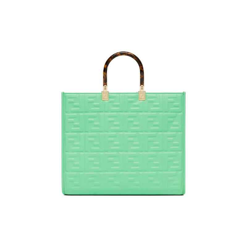 FENDI Sunshine Calfskin Tote Bag, Shopping Bag, Shoulder Bag, Crossbody Bag, Handbag Medium Size Women's Green-2