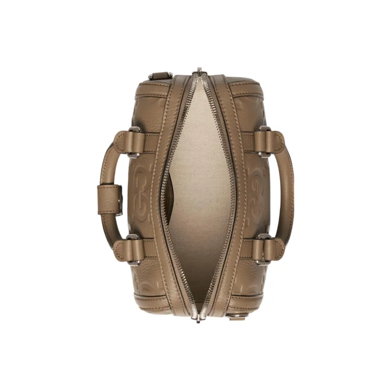 GUCCI Leather Cylinder Bag Handbag Shoulder Bag Crossbody Bag Travel Bag Mini Women's Taupe-5