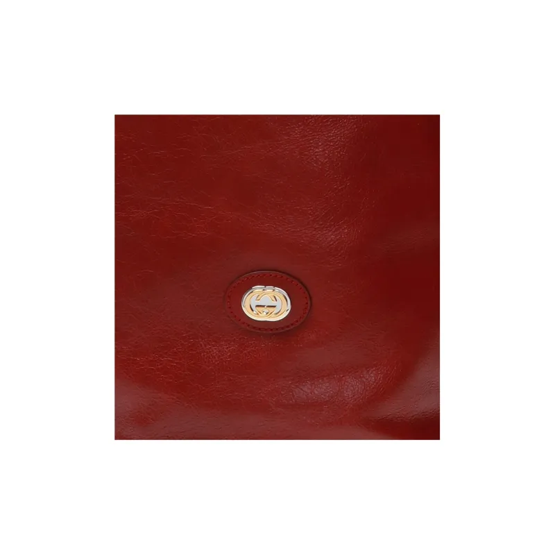 GUCCI Calfskin Hobo Bag Handbag Shoulder Bag Unisex Red-4