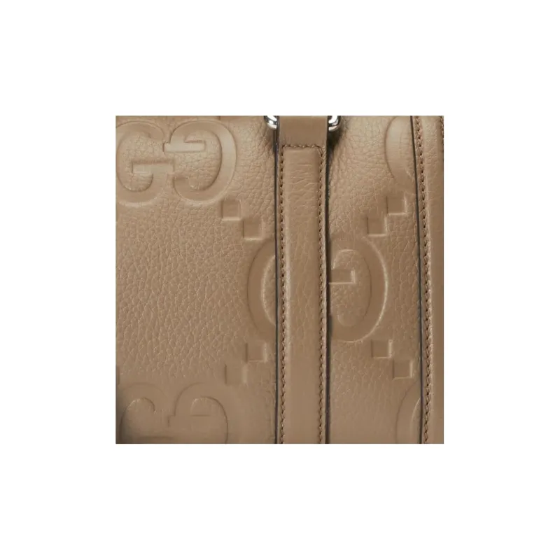 GUCCI Leather Cylinder Bag Handbag Shoulder Bag Crossbody Bag Travel Bag Mini Women's Taupe-8