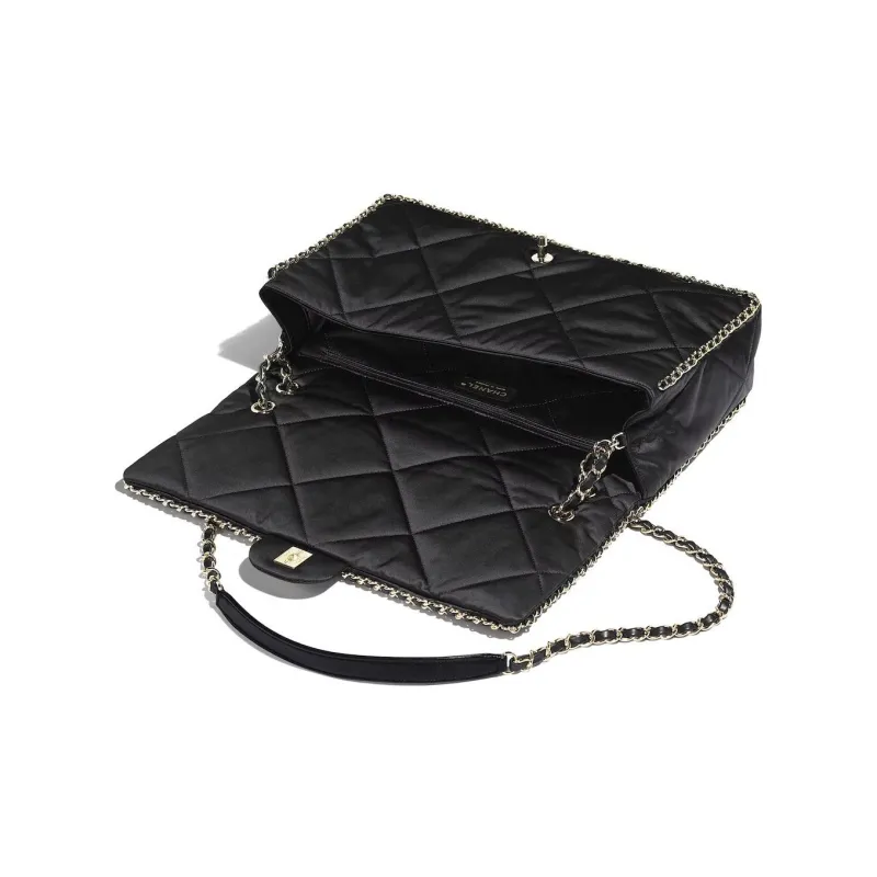 CHANEL Satin Flap Bag, Shoulder Bag, Crossbody Bag Women's Black-2