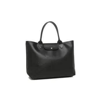 LONGCHAMP Le Pliage City Canvas With Leather Trim Tote Bag, Shopping Bag, Shoulder Bag, Handbag Tubas Women's Black
