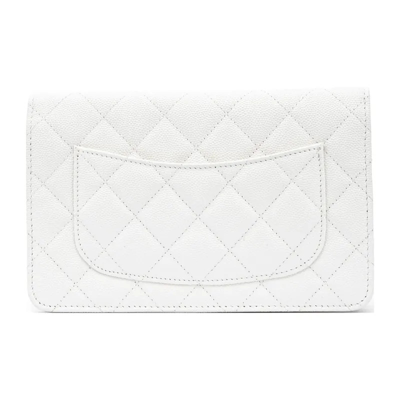 CHANEL Grain Embossed Caviar Calfskin Flap Bag, Wallet, Shoulder Bag, Crossbody Bag Women's White-2