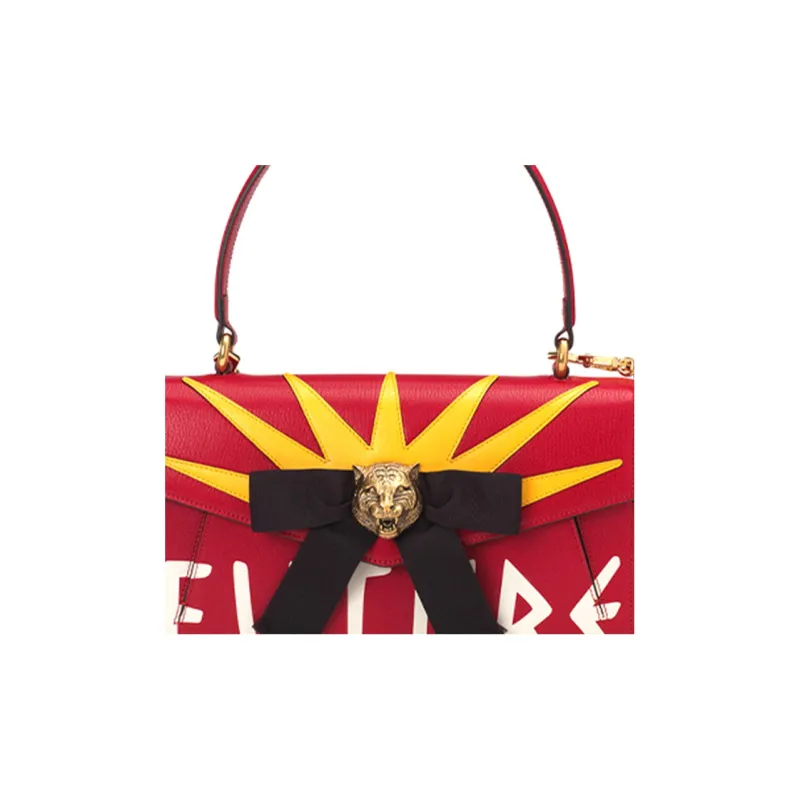 GUCCI Leather Shoulder Bag Crossbody Bag Handbag Women's Red-4