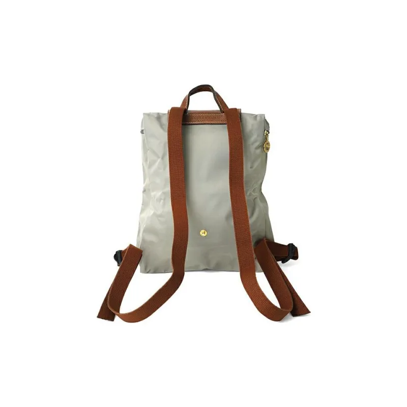 LONGCHAMP Le Pliage Recycled Canvas With Leather Trim Backpack Regular Women's Streptopelia Gray-2
