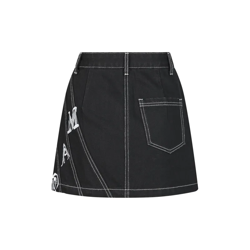 AZEPAM Denim Short Skirts Women's Black-1