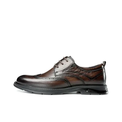 AOKANG Dress Shoes Men Low-Top Brown