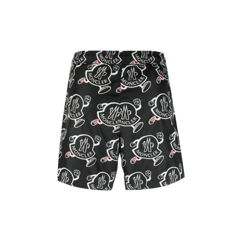 Moncler Allover Logo Printed Swim Shorts-1