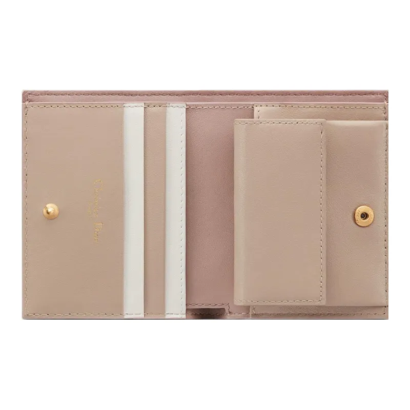 DIOR Caro Calfskin Wallet Mini Women's Pink-3