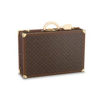 LOUIS VUITTON Canvas With Leather Portable Storage Box Hard Case Women's Brown