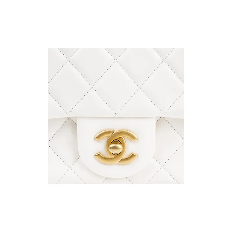 CHANEL Sheepskin Chain Bag, Crossbody Bag Women's White-4