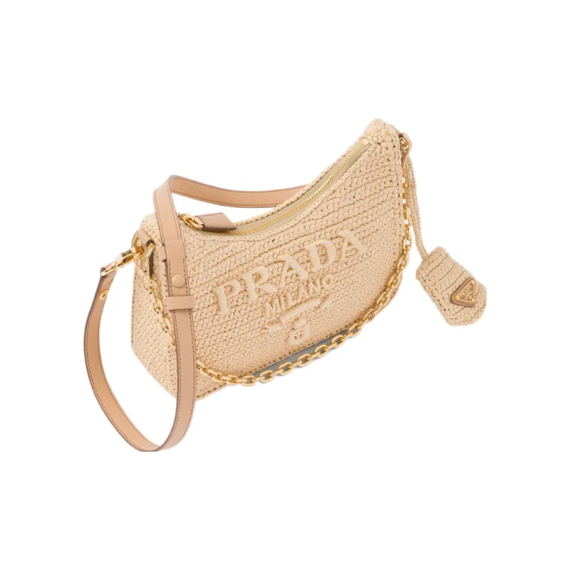 PRADA Re Edition Straw And Wicker Shoulder Bag Women's Tan/Natural-2