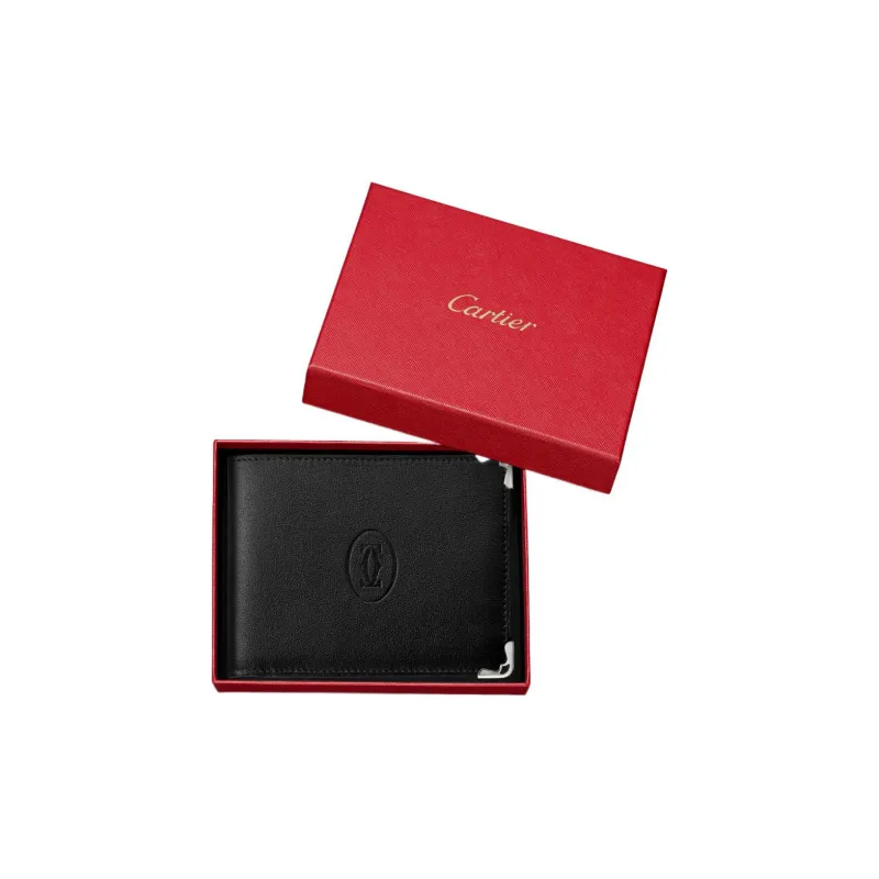 CARTIER Must De Cartier Calfskin Card Holder Women's Black-2