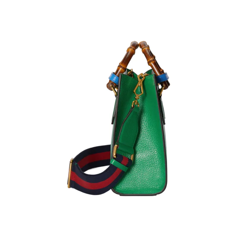 GUCCI Diana Leather Tote Bag Shopping Bag Shoulder Bag Handbag Small Size Women's Green-4