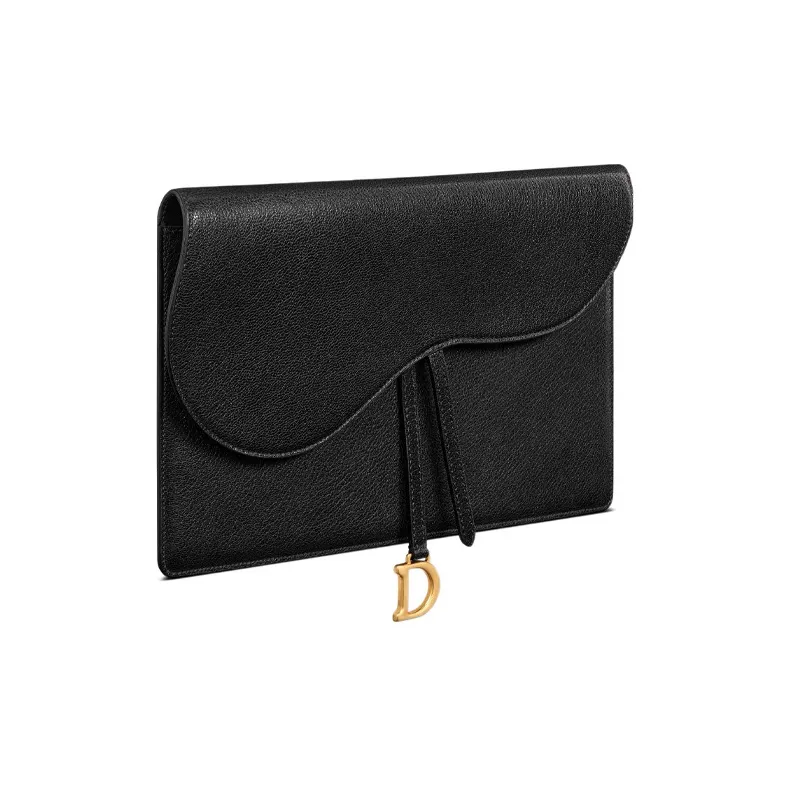 DIOR Saddle Goatskin Clutch Regular Women's Black-1