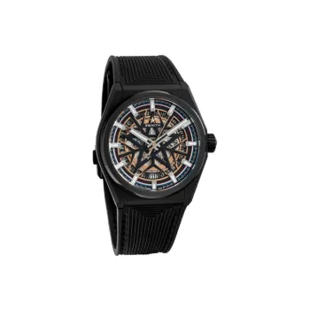 ZENITH DEFY Collection Automatic Mechanical Movement Unisex Watch 41mm Black Dial Ceramic Watch Case Rubber Strap