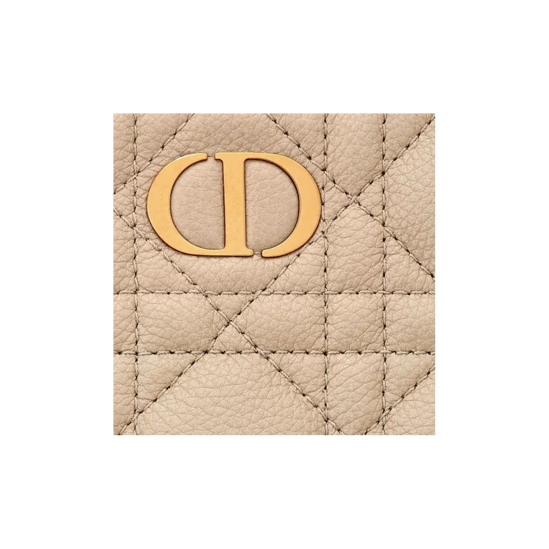 DIOR Caro Calfskin Handbag Clutch Large Size Women's Sand-3
