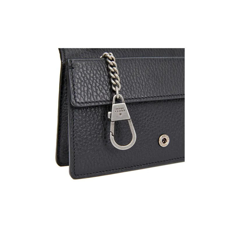 GUCCI Dionysus Super Mini Leather Chain Shoulder Bag Black-5
