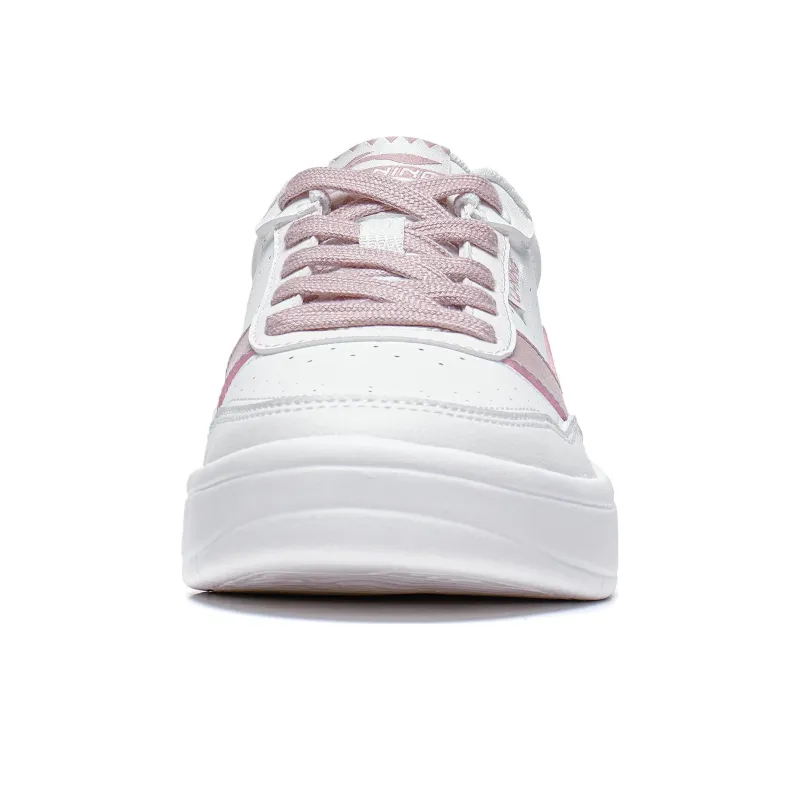 LiNing Relaxing Anti Slip Wear Resistant Low Top Skateboard Shoes Women's White Pink-3