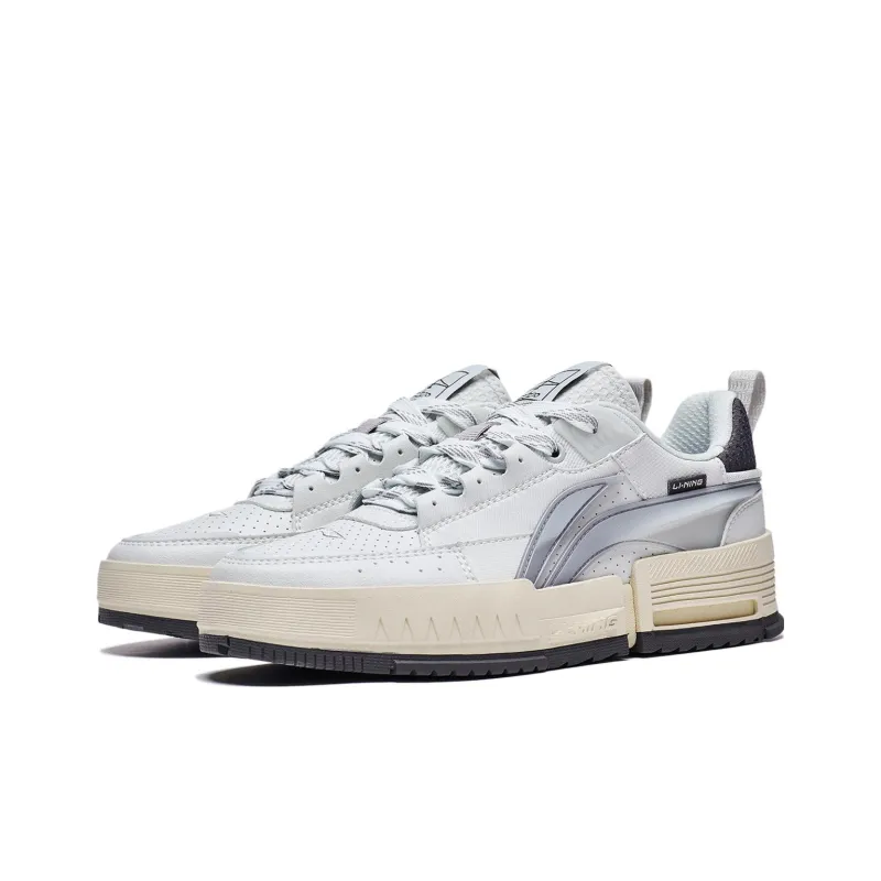 LiNing Lining Is Anti Slip Wear Resistant Low Top Casual Shoes Women's White Gray-2