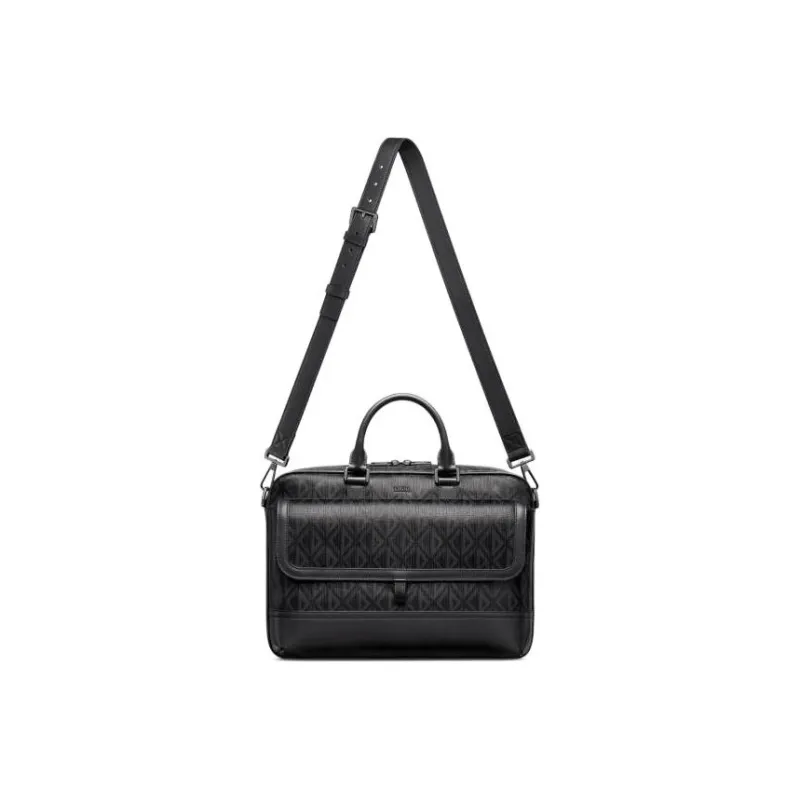 DIOR Canvas With Smooth Calfskin Portable Briefcase Men's Black-4