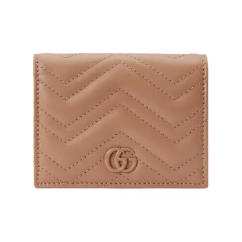 GUCCI GG Marmont Leather Card Holder, Wallet Women's Rose Beige