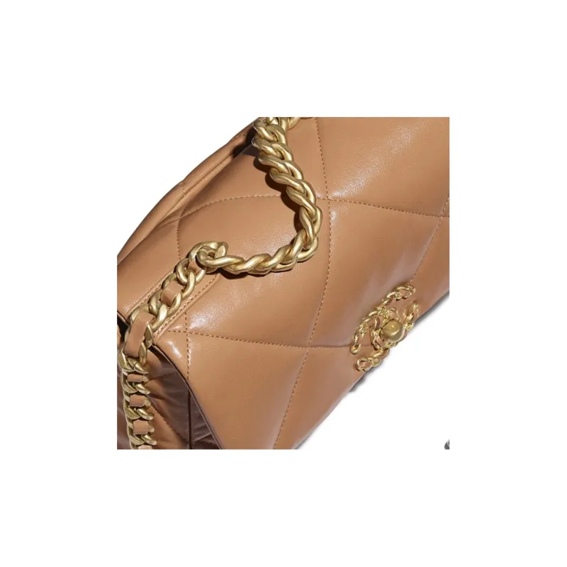CHANEL 19Bag Lambskin Shoulder Bag, Crossbody Bag Trumpets Women's Brown-3