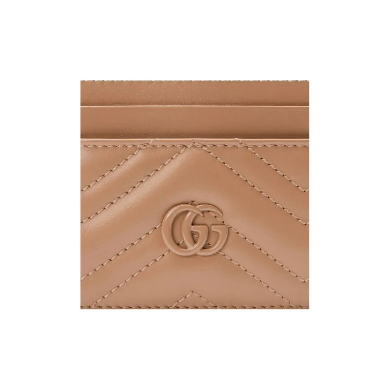 GUCCI GG Marmont Leather Card Holder Women's Rose Beige-4