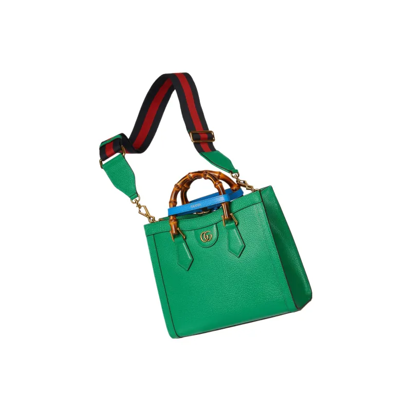 GUCCI Diana Leather Tote Bag Shopping Bag Shoulder Bag Handbag Small Size Women's Green-9