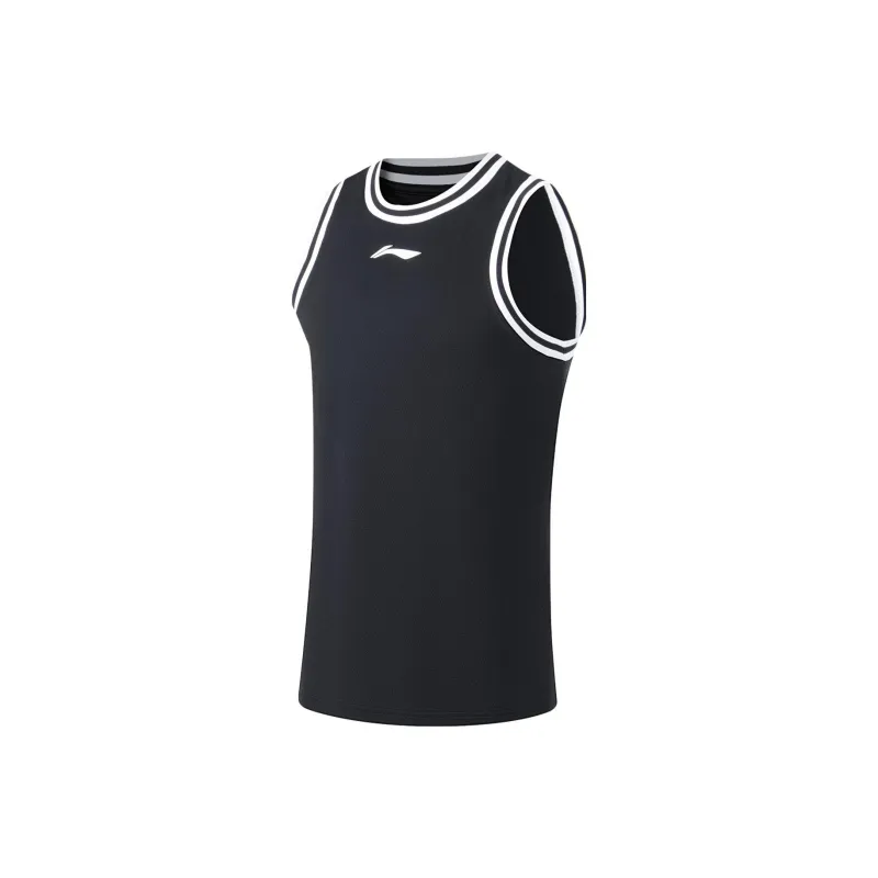 LiNing Sports Basketball Collection Basketball Suit Men's Black And White Woven Ribbon.-2