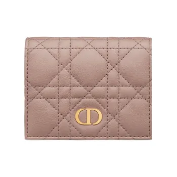 DIOR Caro Calfskin Wallet Mini Women's Pink